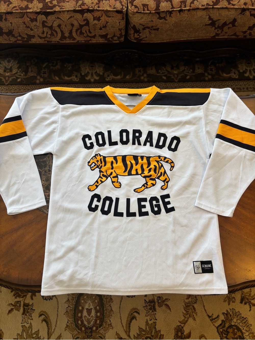 Mens Genuine Collective wht Colorado
College Tigers Retro Hockey Jersey Medium